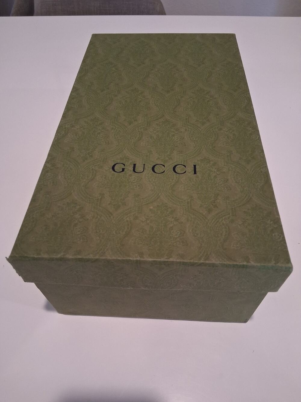Authentic Gucci Empty Shoe Box Green Damask Embossed Large 14.5" x 8.5"
